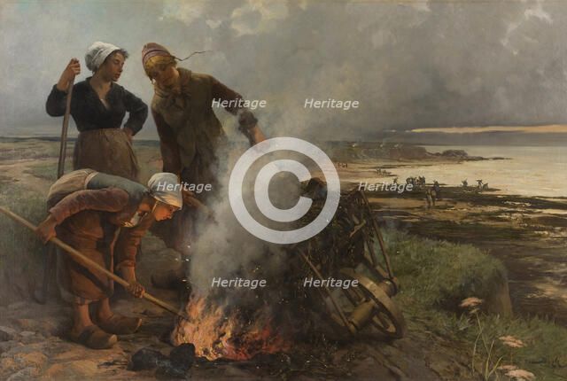 Les Brûleuses de varech (The kelp burners), 1884. Creator: Beyle, Pierre-Marie (1838-1902).