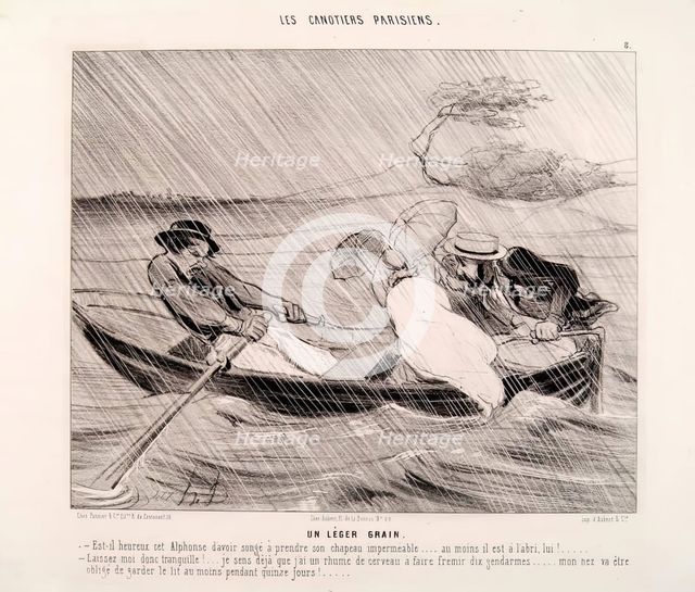 Les Canotiers Parisiens-Un Leger Grain, 1843. Creator: Honore Daumier.