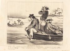 Les Canotiers Parisiens. Une rencontre en pleine eau, 1843. Creator: Honore Daumier