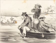 Les Canotiers Parisiens. Une rencontre en pleine eau, 1843. Creator: Honore Daumier