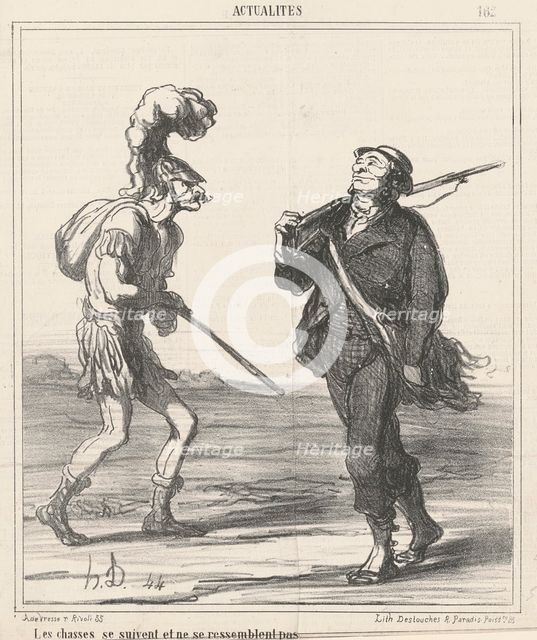 Les chasses se suivent et ne se ressemblent pas, 19th century. Creator: Honore Daumier.