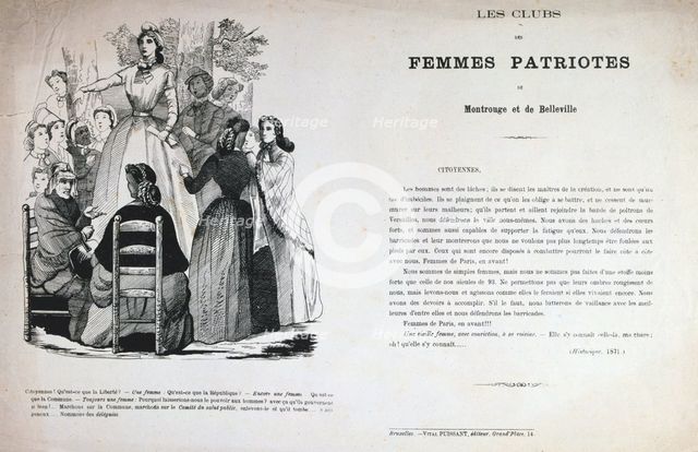 'Les Clubs des Femmes Patriotes', Paris Commune, 1871.  Artist: Anon