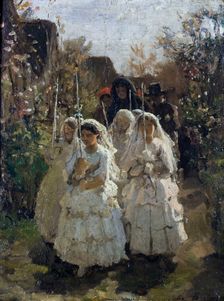 Les communiantes à Courrières, c.1855. Creator: Jules Breton