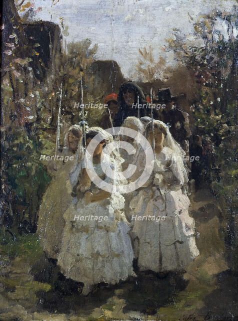 Les communiantes à Courrières, c.1855. Creator: Jules Breton.