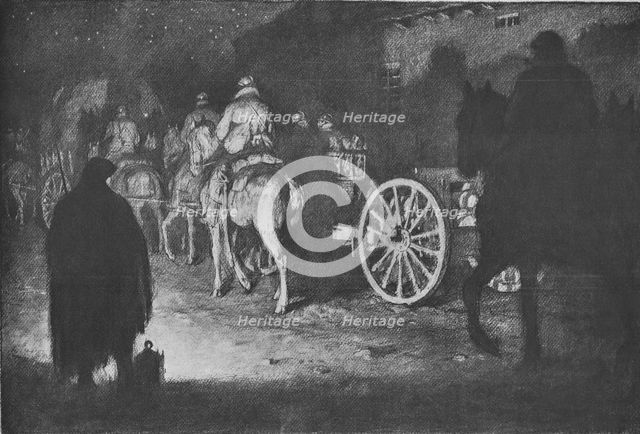 'Les combats de Verdun. Les deplacements de troupes: passage d'artillerie dans un village', 1916. Creator: Georges Leroux.
