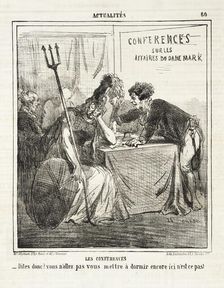 Les Conferences sur les affaires du Danemark: Dites donc? Vous n'allez pas vous mettre à..., 1864. Creator: Cham