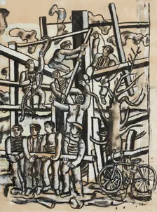 Les Constructeurs au vélo, 1950. Creator: Fernand Leger