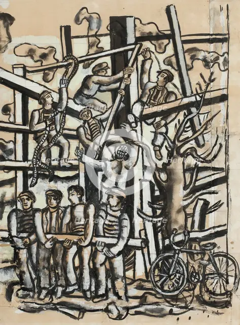Les Constructeurs au vélo, 1950. Creator: Fernand Leger.