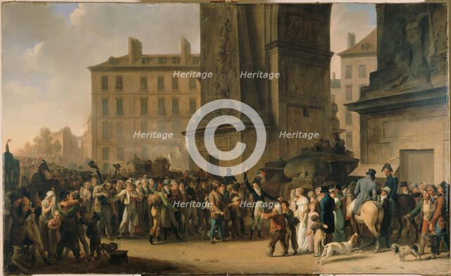 Les conscrits de 1807 défilant devant la porte Saint-Denis, c1808. Creator: Louis Leopold Boilly.