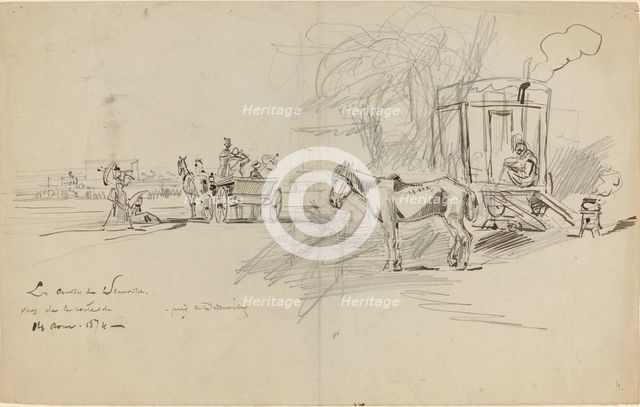 Les Courses de Deauville, 1874. Creator: Felix Hilaire Buhot.