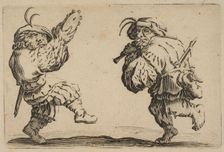 Les Danseurs a la Flute et au Tambourin (Two Dancers Playing the Flute and the Tambouri..., 1617-20. Creator: Jacques Callot