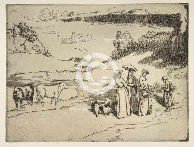 Les Demoiselles du village, 1869. Creator: Felix Bracquemond.