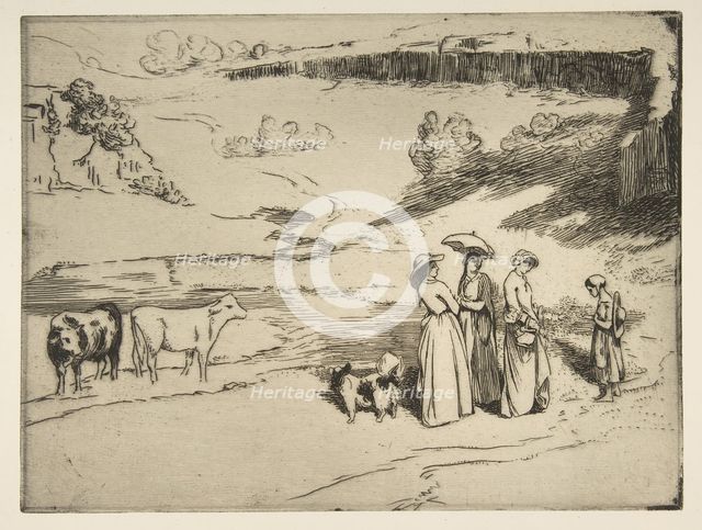 Les Demoiselles du village, 1869. Creator: Felix Bracquemond.