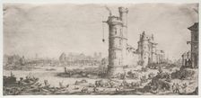 Les deux grandes vues de Paris: Vue du Pont Neuf, 1628-1630. Creator: Jacques Callot (French, 1592-1635)