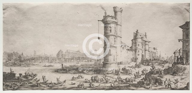 Les deux grandes vues de Paris: Vue du Pont Neuf, 1628-1630. Creator: Jacques Callot (French, 1592-1635).