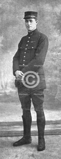 'Les Etats-Unis dans la guerre; Le sergent aviateur americain Kiffin Rockwell, tombe..., (1917).  Creator: Unknown.