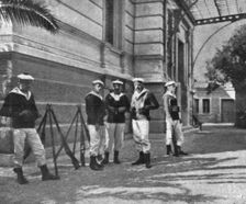 'Les evenements d'orient; Nos marins gardant la legationde France, a Athenes. Creator: Unknown