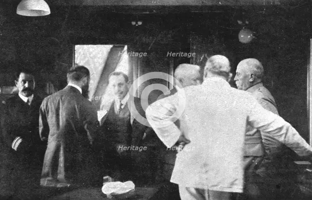 'Les Evenements de Grece; A bord du cuirasse <<Bruix>>: M.Jonnart en conference..., 1917. Creator: Unknown.