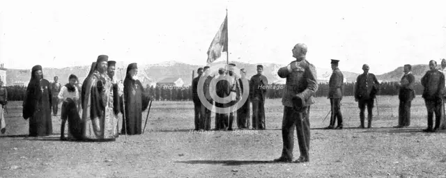 'Les Evenements de Grece; La presentation de serment au roi Alexandre, sur le Champ..., 1917. Creator: Unknown.