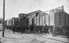 Les evenements de Grece; Wagons de materiel militaire saisis a Athenes, dans la gare de..., 1916. Creator: S. Leonce