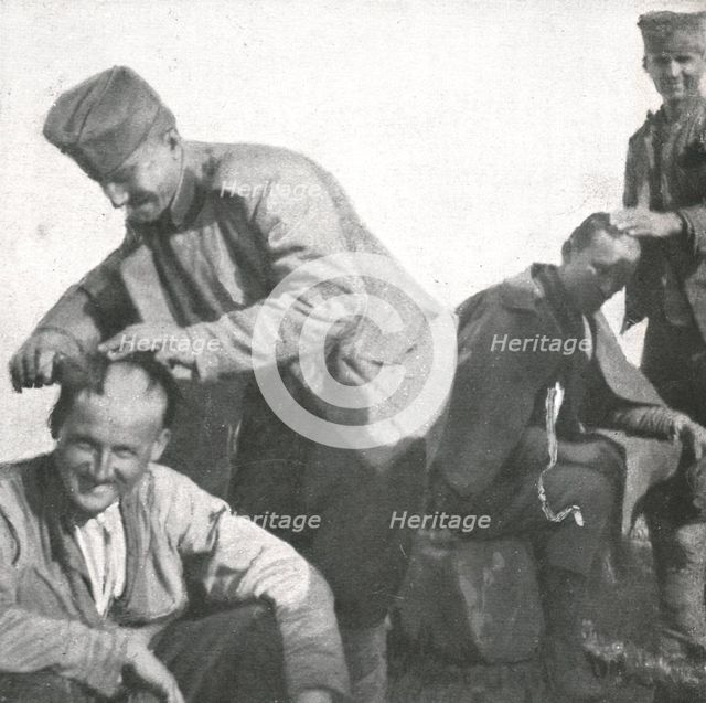 'Les Exiles; Refaits par le repos et a nourriture, on les vit bientot se donner..., 1916 (1924) Creator: Unknown.