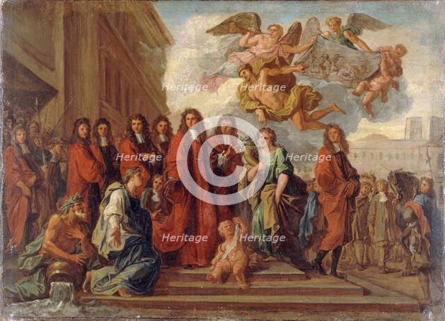 Les échevins parisiens quittent l'Hôtel de Ville pour se rendre à Notre-Dame assister au..., c1681. Creator: Noël Coypel.