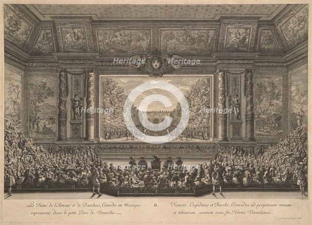 Les festes de l'Amour et de Bacchus, Comedie en musique representée dans le petit Parc de..., 1678. Creator: Le Pautre, Jean (1618-1682).
