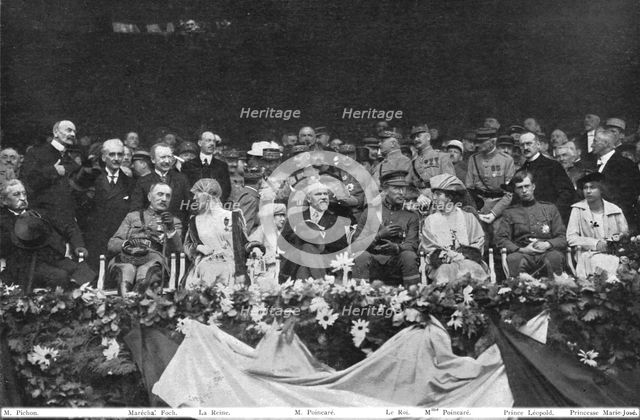 'Les fetes de la victoire en Belgique; a Liege, le 24 juillet: la tribune officielle dressee...1919. Creator: Colin.