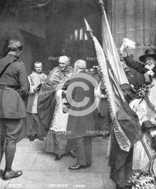 'Les fetes de la victoire en Belgique; sous le porche de la Basilique de Malines, le..., 1919. Creator: H Manuel.