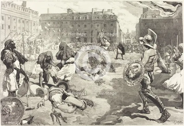 Les Fêtes de Rennes. La grande Cavalcade Romaine, 1883/1890. Creator: Daniel Urrabieta Vierge.