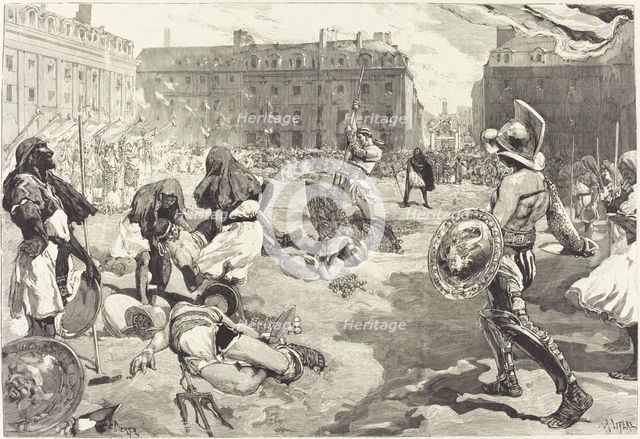 Les Fêtes de Rennes. La grande Cavalcade Romaine, 1883/1890. Creator: Daniel Urrabieta Vierge.