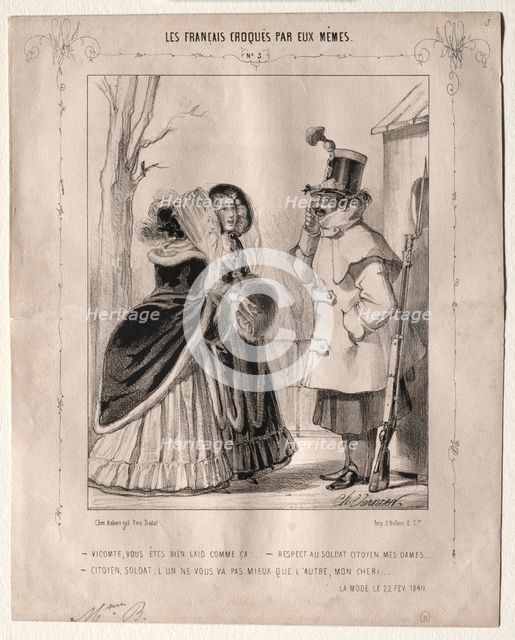 Les Français croquès par eux-mêmes: Vicomte, vous êtes bien laid comme ca!..., 1840. Creator: Charles Vernier (French, 1831-1887).