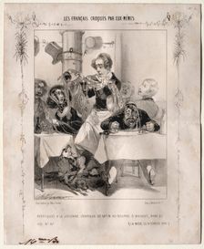 Les Français croquès par eux-mêmes: Perruques a la Julienne, Chapeaux de satin…, 1840. Creator: Charles Vernier (French, 1831-1887)