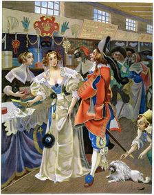 Les Galeries de Bois during the reign of Louis XIII, 17th century, c1870-1950. Artist: Ferdinand Sigismund Bac