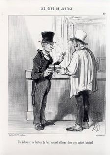 Les Gens de Justice. Un défenseur en Justice de Paix causant affaires..., 1840. Creator: Honore Daumier