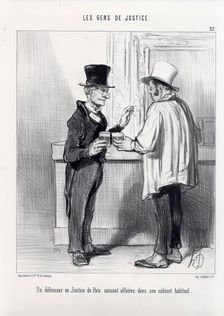 Les Gens de Justice. Un défenseur en Justice de Paix causant affaires..., 1840. Creator: Honore Daumier