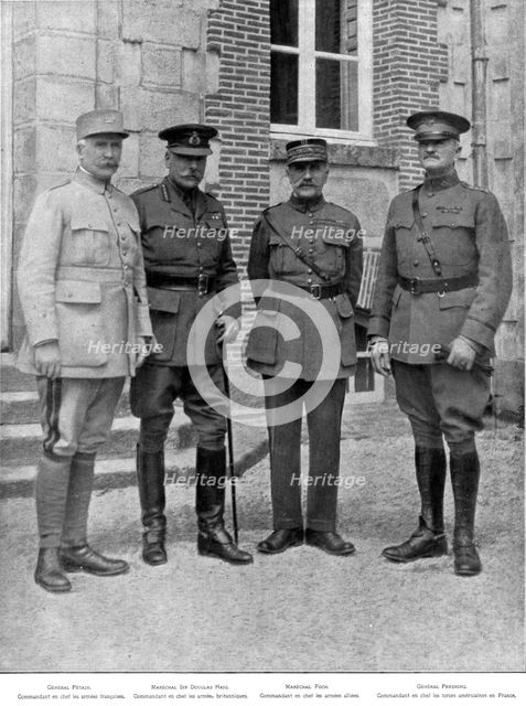 '' Les Grands Chefs Allies; les quatre commandants en chef, a l'issue d'une reunion au..., 1918. Creator: Unknown.