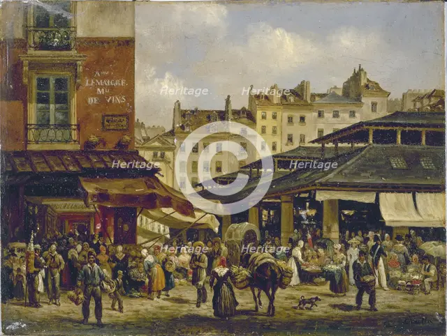 Les Halles and rue de la Cooperie, c1828. Creator: Giuseppe Canella.