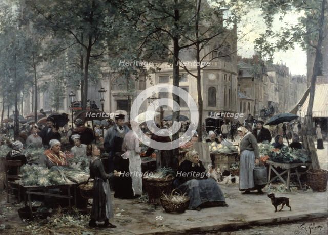 'Les Halles, Paris 'Central Market'', 1880. Artist: Gilbert Victor Gabriel