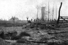 Les hasards du service d'etat-major; Reperee sur la route, une automobile d'etat-major est criblee Creator: Unknown