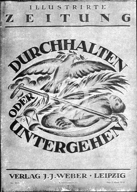 'Les Heures d'Angoisse; Le page de couverture de l'Illustrirte Zeitung du 31 octobre 1918', 1918. Creator: Unknown.