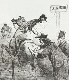 Les Hippophages mettant à profit la saison des courses., 1865. Creator: Cham