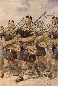 'Les joueurs de cornemuse du "Sutherland Highlanders" 1915. Creator: Georges Bertin Scott