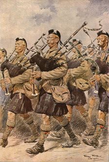 'Les joueurs de cornemuse du "Sutherland Highlanders" 1915. Creator: Georges Bertin Scott