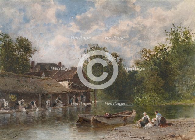 Les Lavandières (Washerwomen), 1870-1880. Creator: Eugène Cicéri (French, 1813-1890).