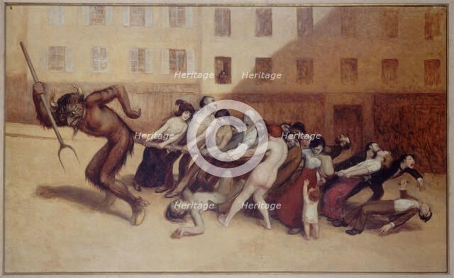 Les Parisiens tirant le diable par la queue, c1920. Creator: Jean Veber.