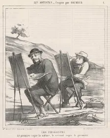 Les paysagistes. Le premier copie la nature..., 1865. Creator: Honore Daumier