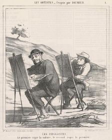 Les paysagistes. Le premier copie la nature..., 1865. Creator: Honore Daumier