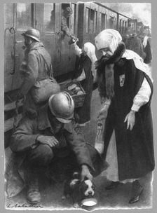 Les permissionnaires; un peu de rabiot. 1916. Creator: Louis Remy Sabattier