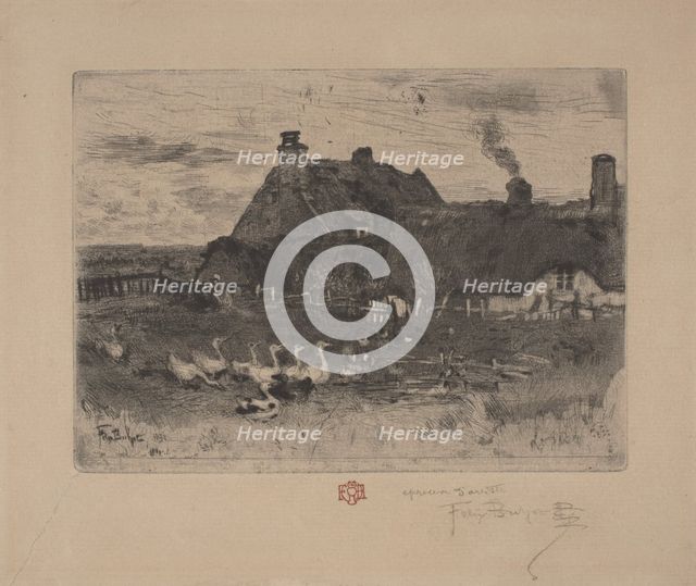 Les Petites Chaumieres, 1878. Creator: Felix Hilaire Buhot.